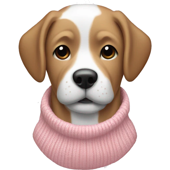 Dog in a light pink and white Christmas sweater  emoji