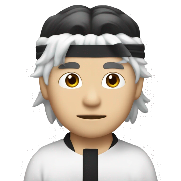 Satoru Gojo with white hair, black blindfold, and black clothing emoji
