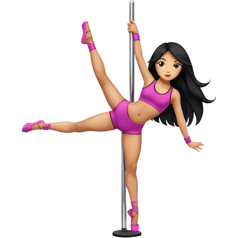 GIRL WITH BLACK LONG HAIR POLE DANCE emoji