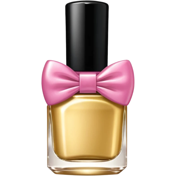 Gold nail polish bottle with bow emoji