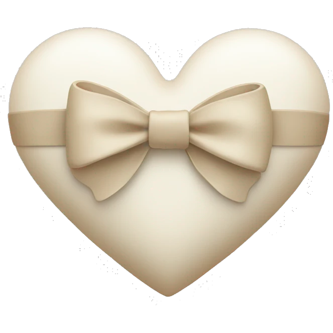 white heart with beige bow emoji