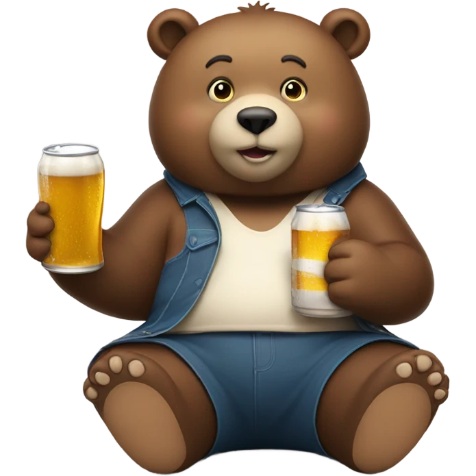 fat bear with a beer emoji