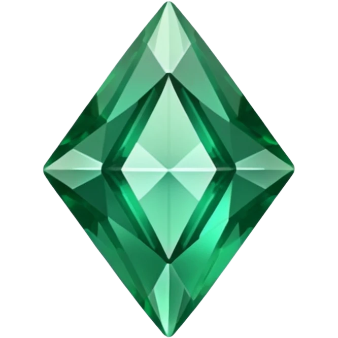 GREEN emerald, diamond gem shape, realistic emoji