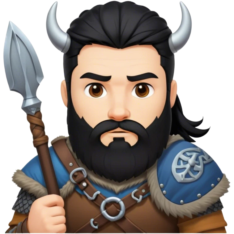 vikingo con el pelo negro y barba frondosa   emoji