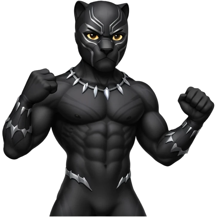 Black panther doing signature pose while standing crossing his claws on his chest emoji