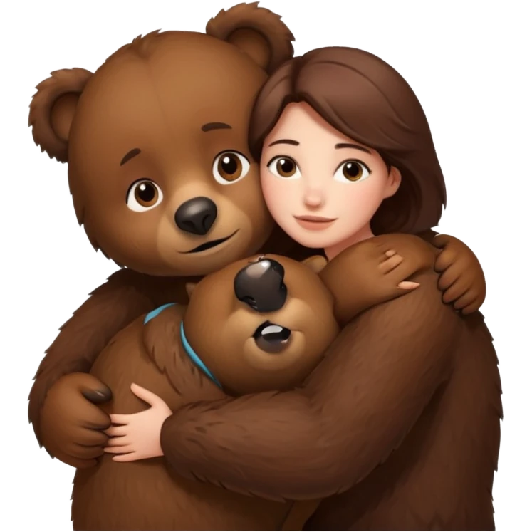 Woman loving a big  bear emoji