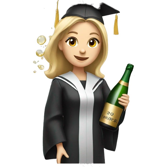 White Female graduate popping champagne bottle  emoji