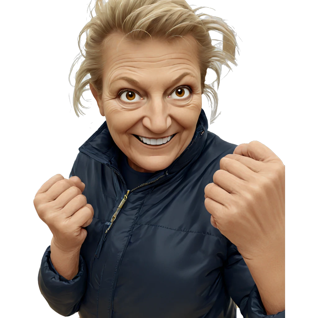 smiling old woman in jacket emoji