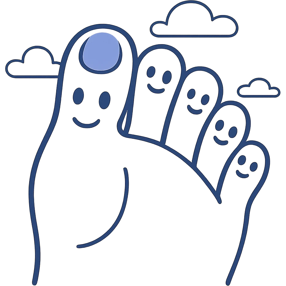 cartoon-style drawing of toes with exaggerated features emoji