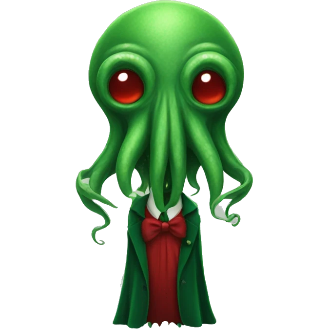 green Cthulhu with dress red emoji