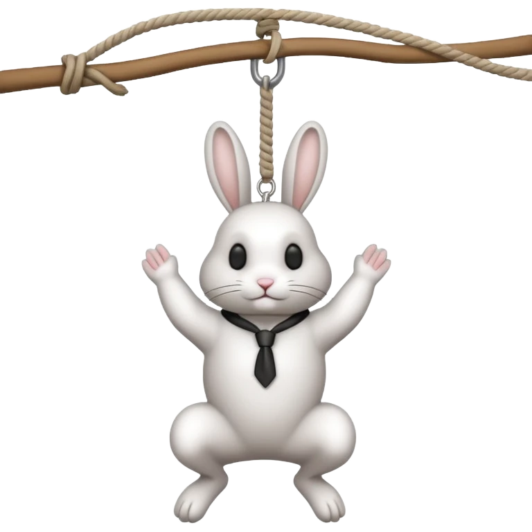 A realistic rabbit hanging tightly from a hangman’s noose  emoji