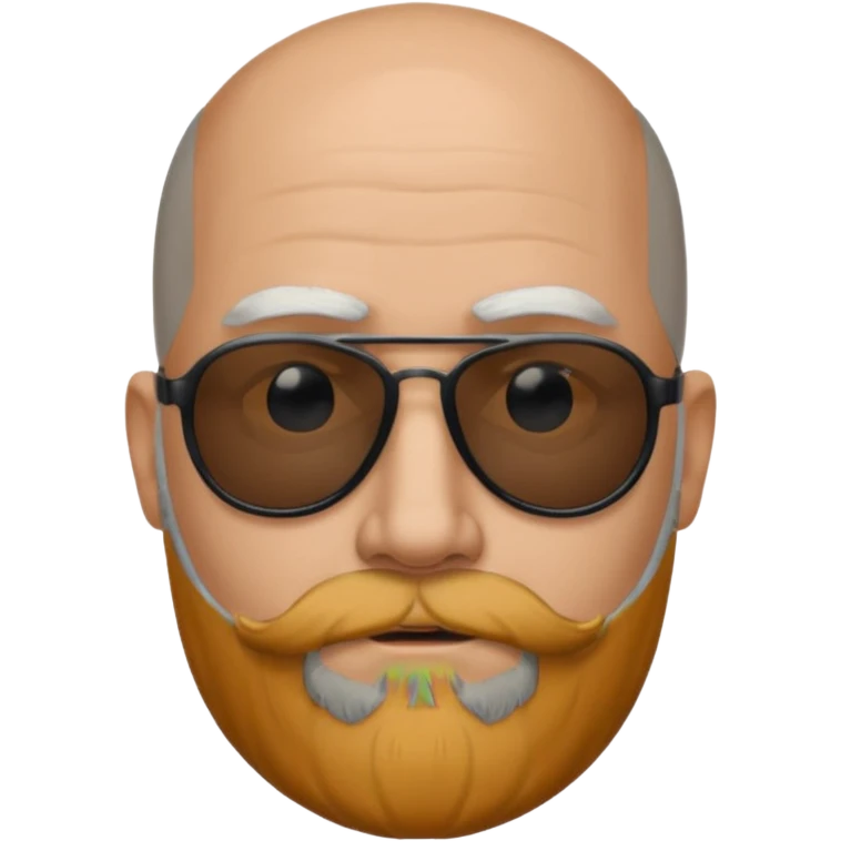 Bald man, wearing black opaque sunglasses, gray goatee beard emoji