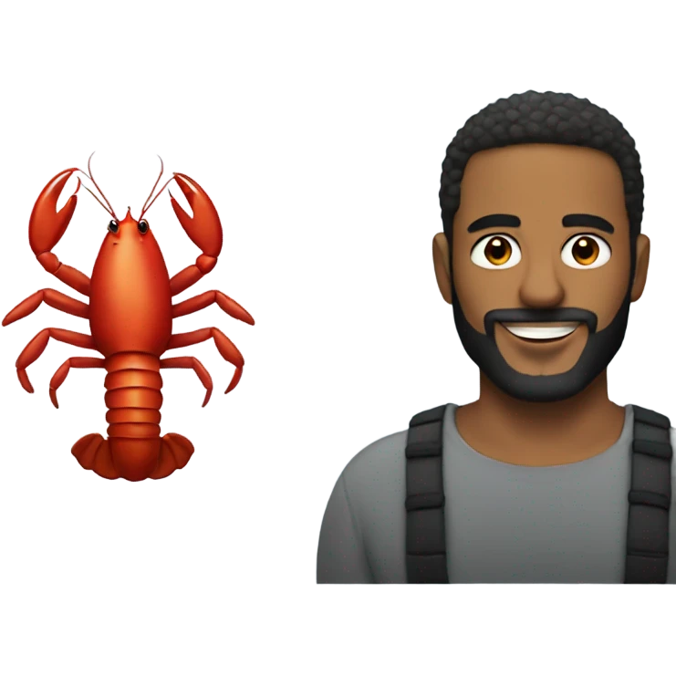 Jordan with beard hanging out a lobster emoji