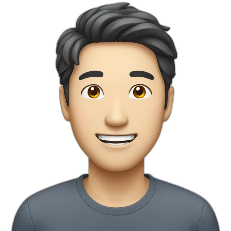 Korean guy with a smile face emoji