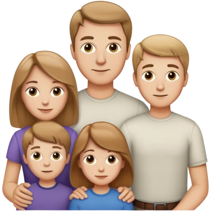 Family of 5 posed together, waist up, Caucasian, husband, wife, 3 boys, all with Light brown hair  emoji