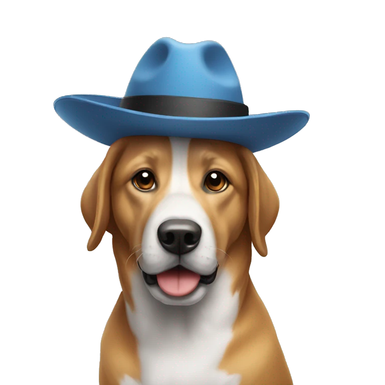 un chien avec un chapeau emoji
