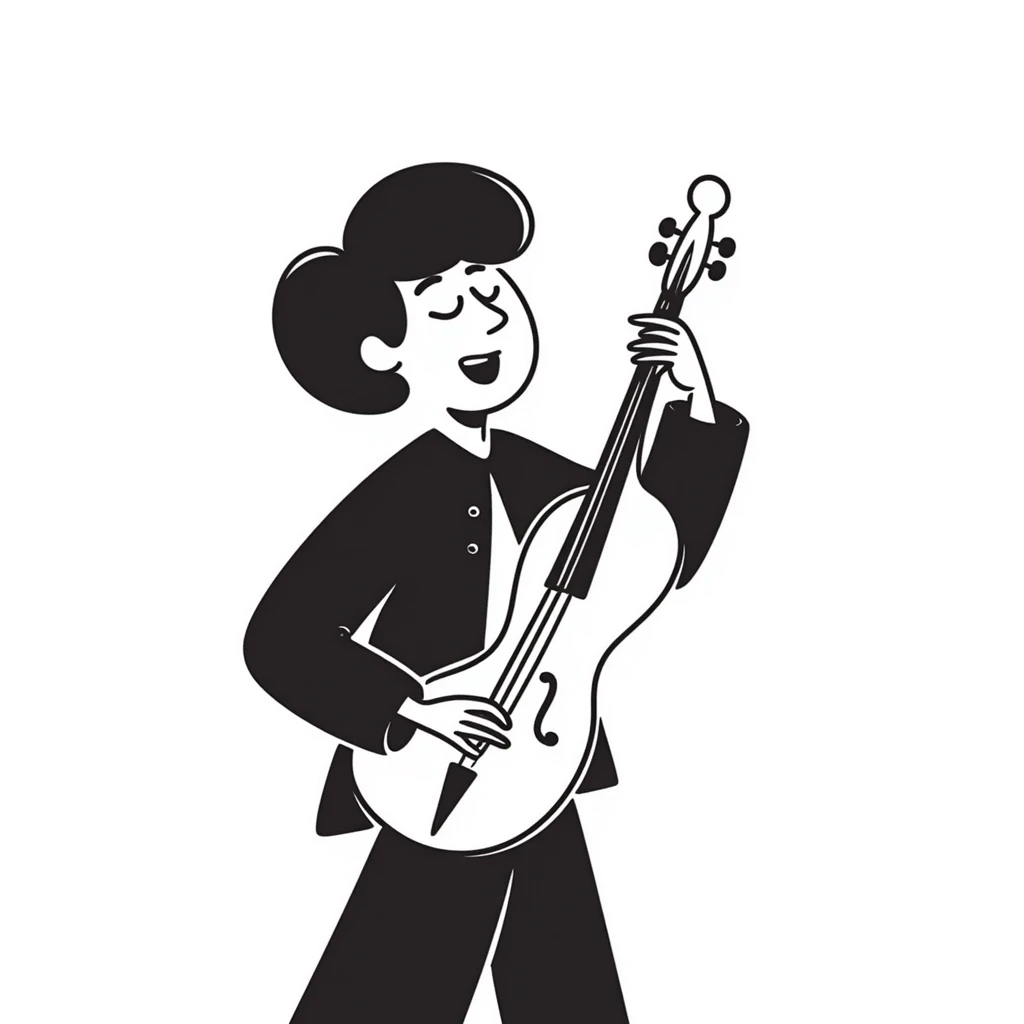 Person passionately playing musical instrument with emotion emoji