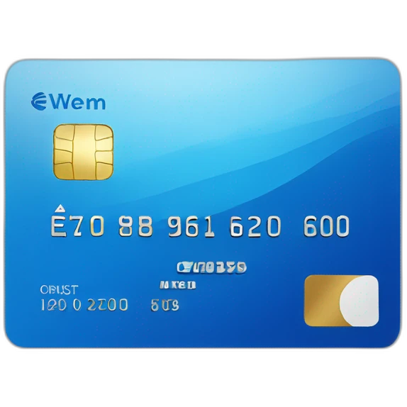 a blue credit card with european logo emoji