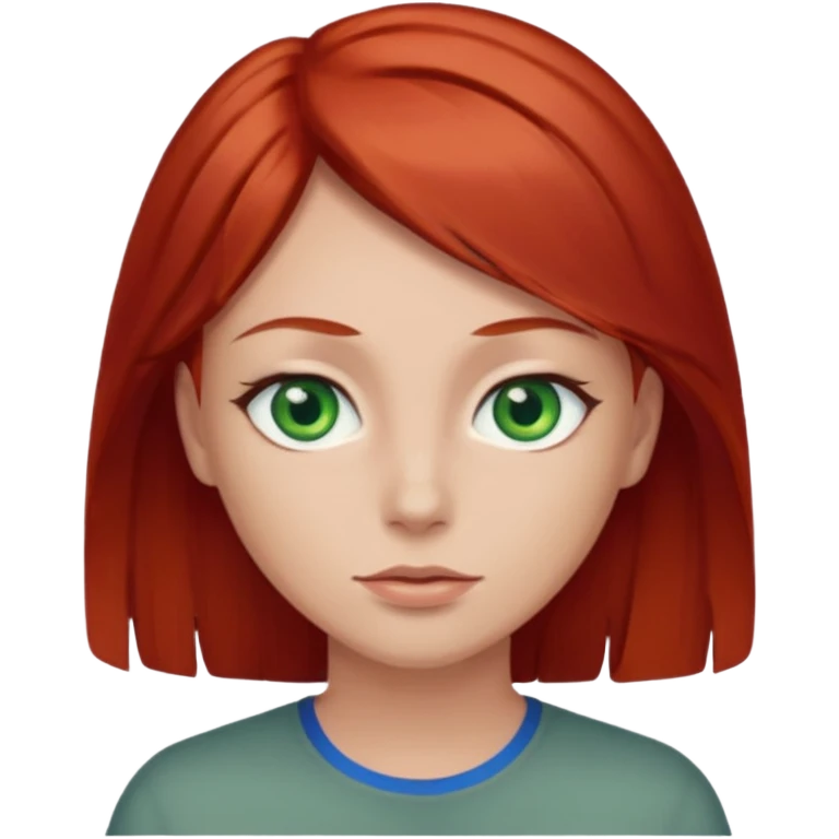 Like the first but her eye green  and blue and her hair red that brown  emoji