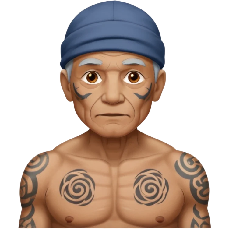 elderly man with body and face tattos emoji