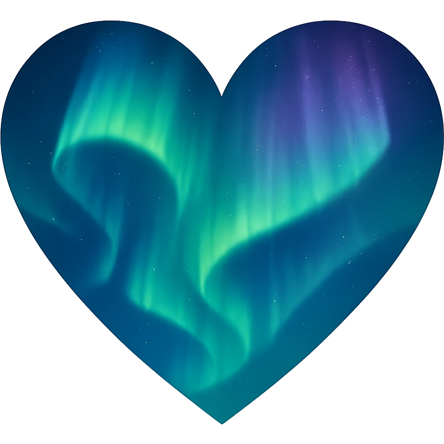 heart with a northern lights theme, clean digital illustration emoji