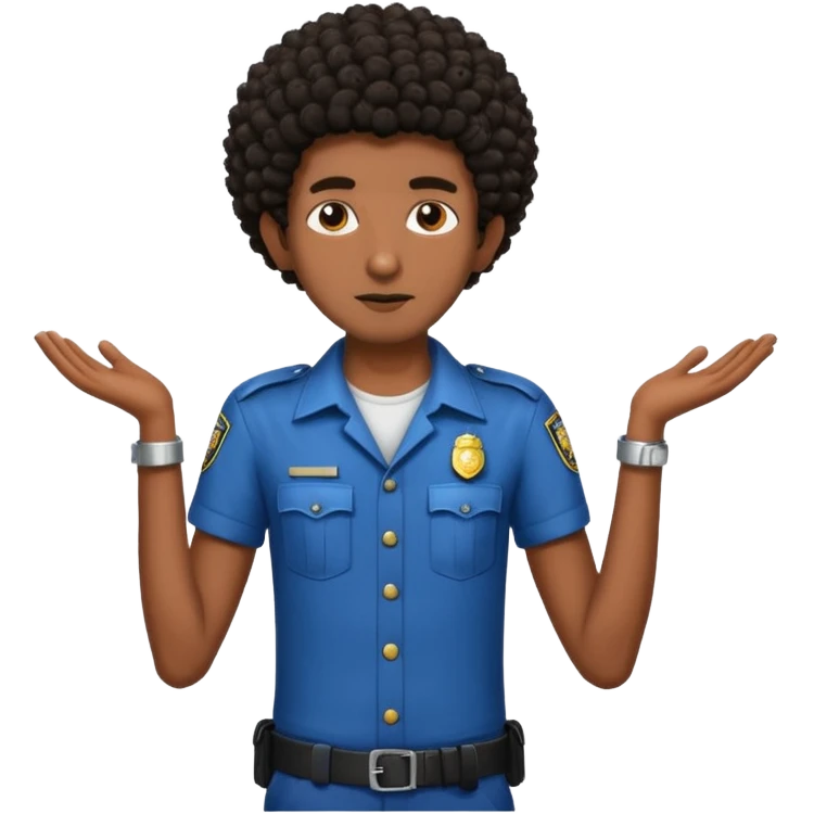 Make a dirty Indian with a short Afro that is curly hair getting arrested. Make the Indian skinny too. Give him a it support outfit not a police uniform emoji