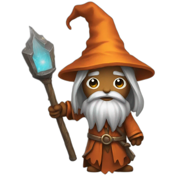 rust mascot but as a cute wizard holding staff emoji