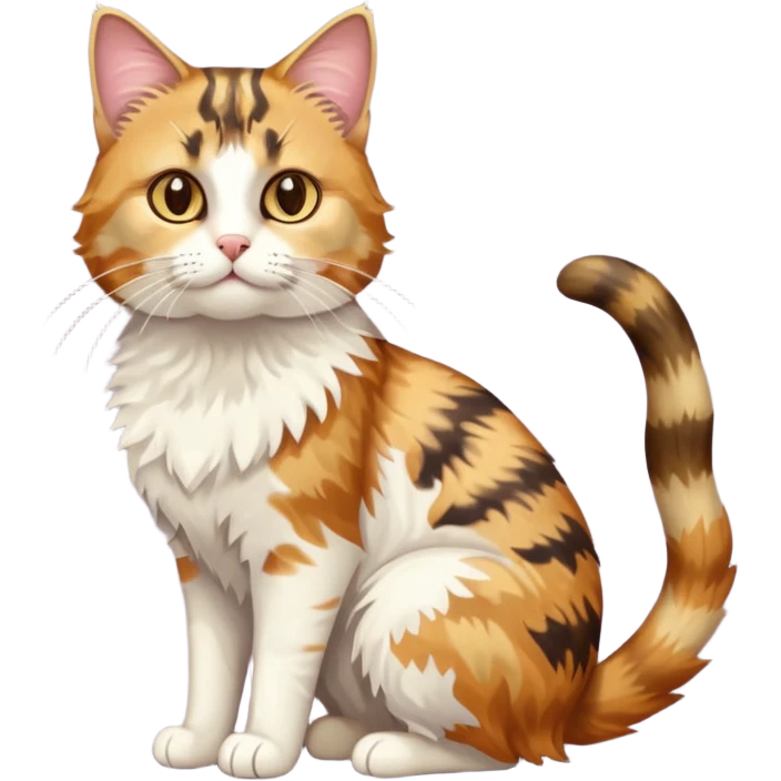 full body anxious looking colourful light calico tabby cat with hazel eyes emoji