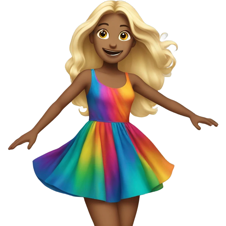 blonde long haired girl dancing in chromatic dress emoji