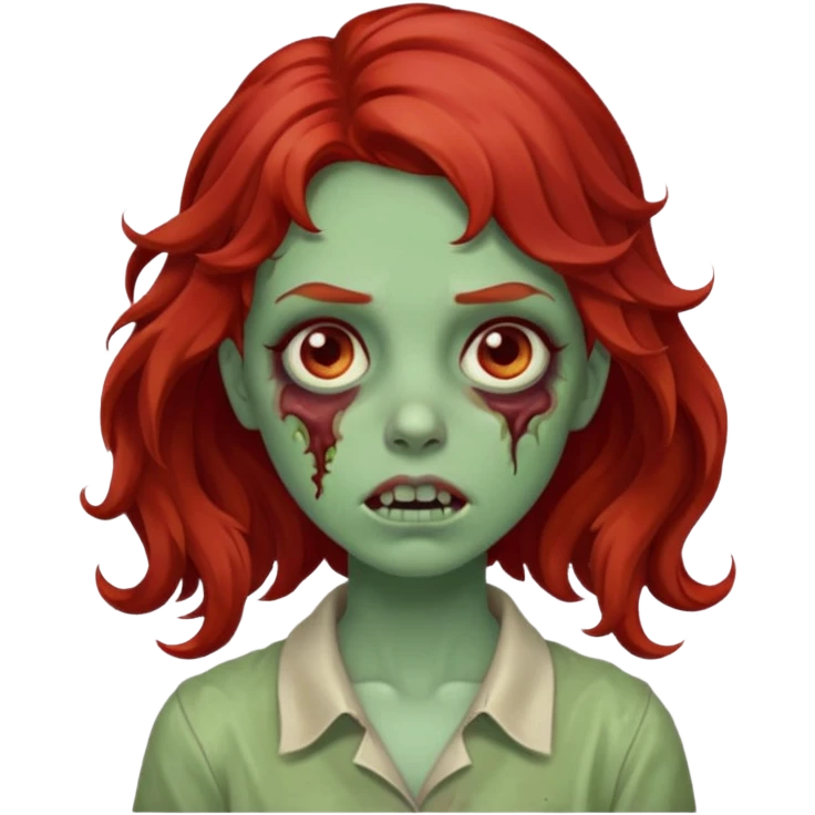 Garota zumbi com cabelo ondulado vermelho  emoji