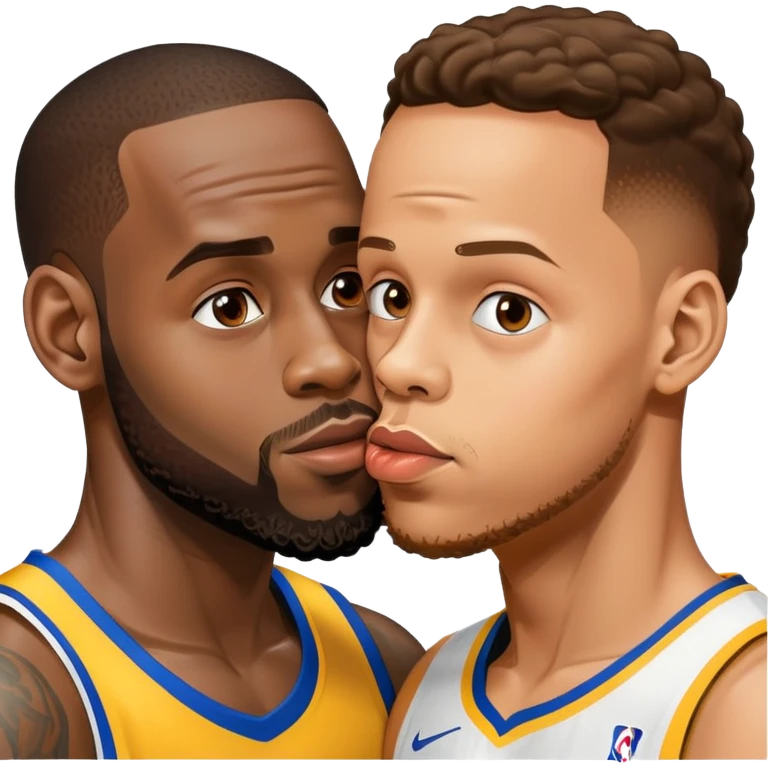 Lebron James kissing Stephen Curry emoji