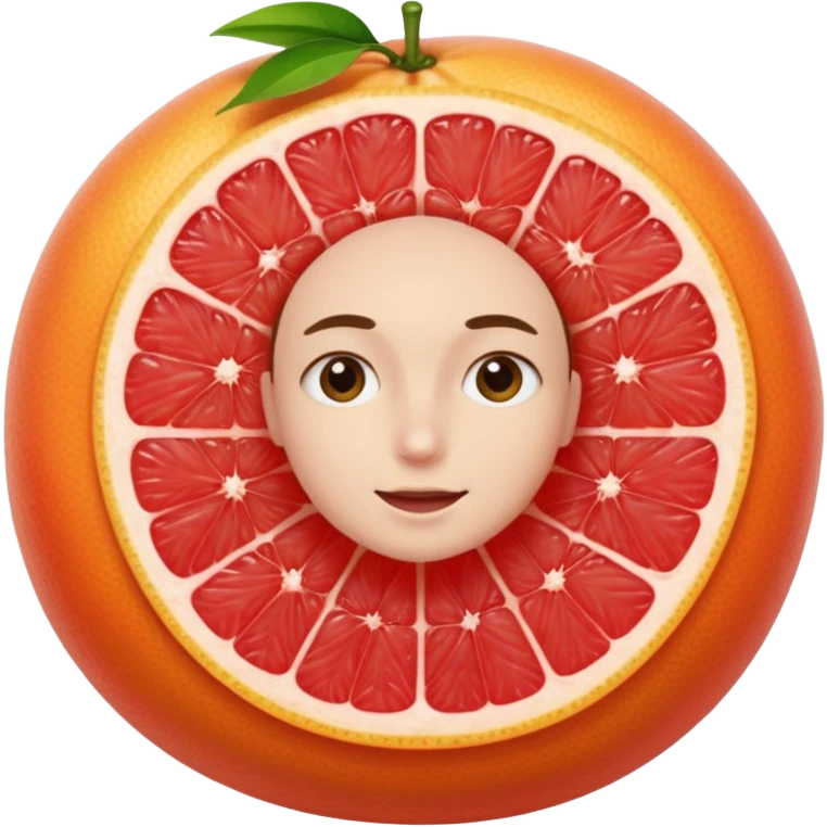 Grapefruit with fingers inside emoji