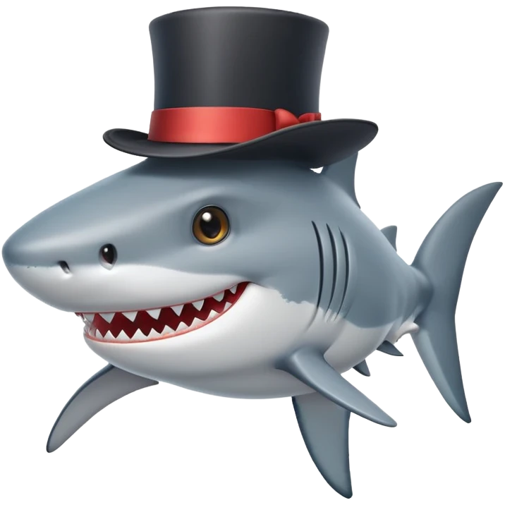 Shark with a top hat emoji