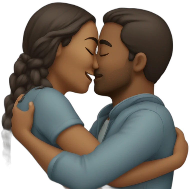 A couple hugging each other and kissing emoji