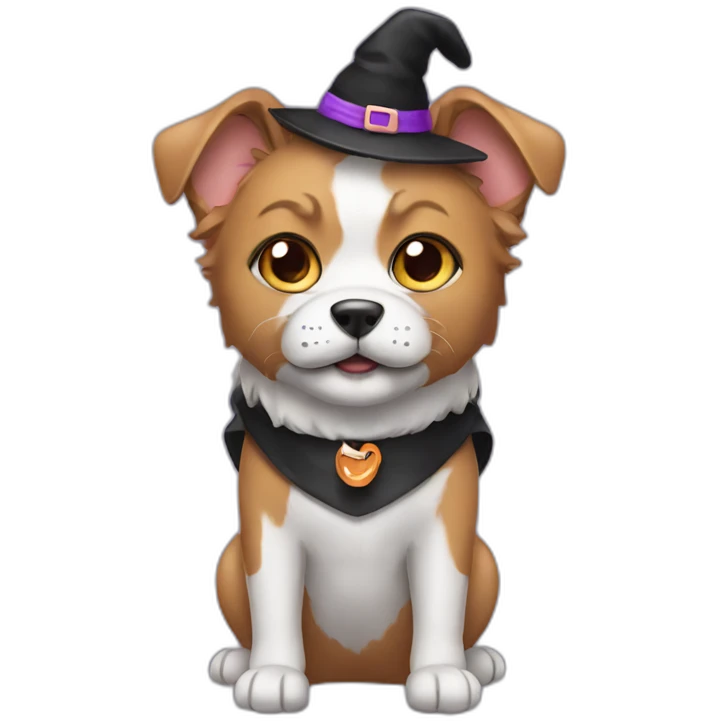 dog wearing a cat halloween costume emoji