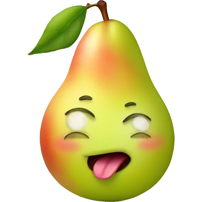A cute pear with tongue sticking out emoji