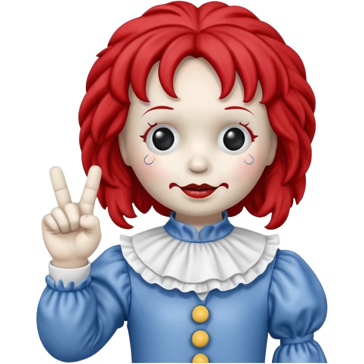 raggedy ann doll flipping off with middle finger creepy  emoji