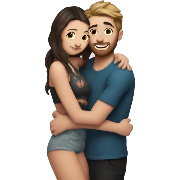mr beast with tattoos hugging brunette girl emoji