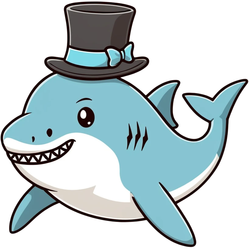 Shark with a top hat emoji