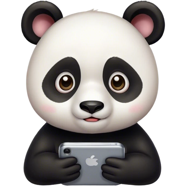 big eyes super cute panda studying in his smartphone emoji