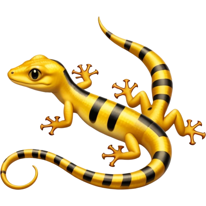 Yellow black-striped golden shiny salamander-gecko-dragon-Pokémon-hybrid  emoji