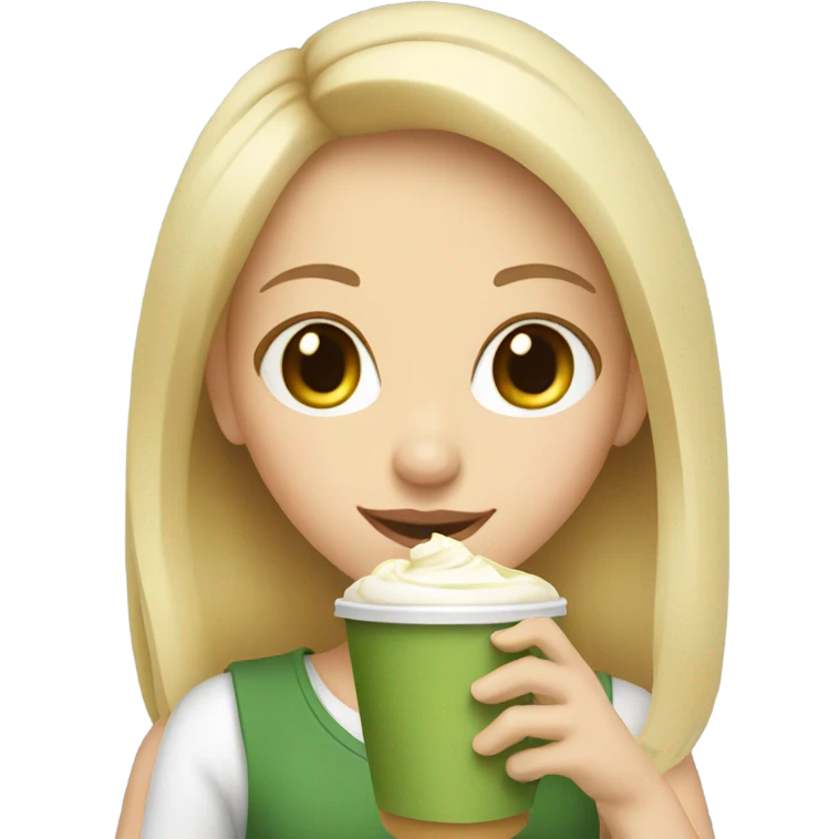 blond girl with matcha latte  emoji