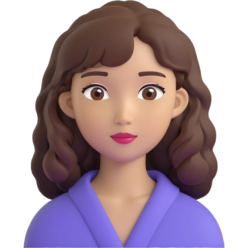 portrait of an Asian girl with medium brown wavy hair and brown eyes, paler skin tone emoji