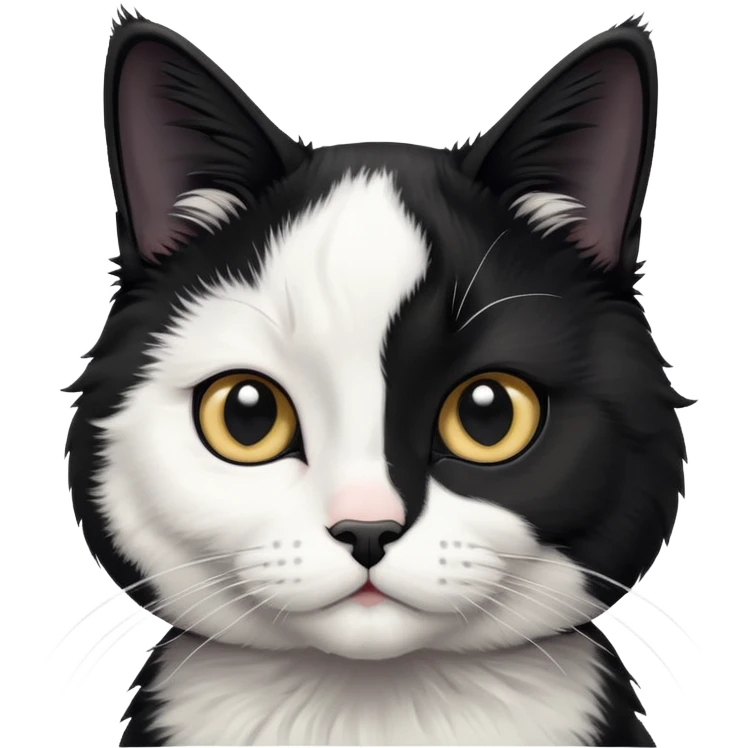 curious tuxedo cat with head tilted emoji