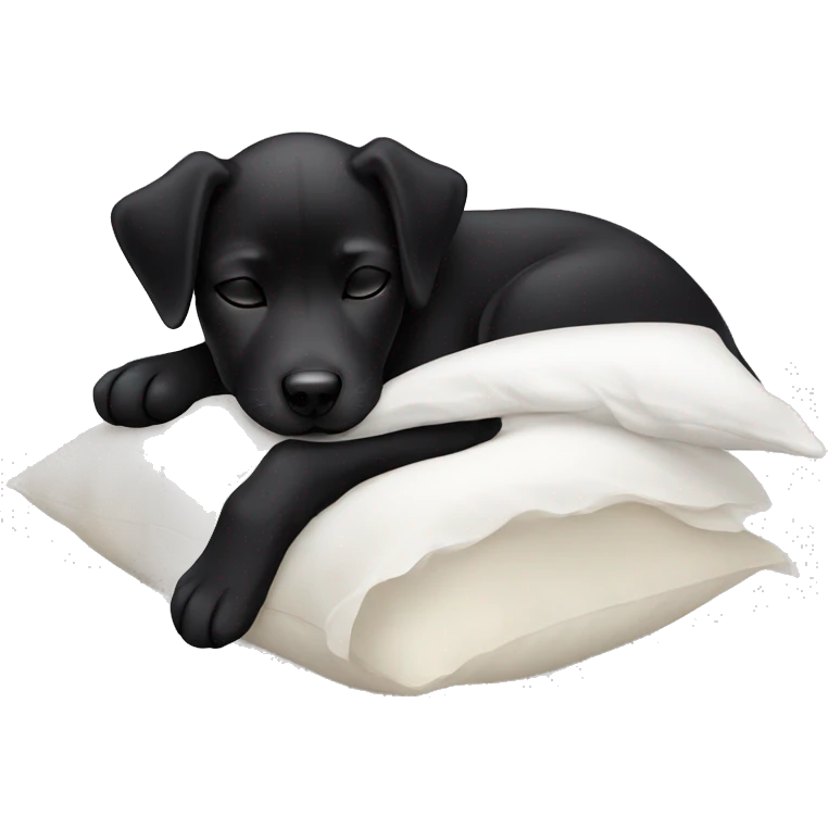 Black puppy sleeping on white pillow  emoji