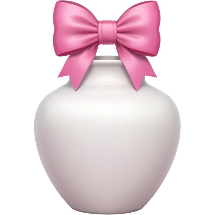 vaso branco com laço rosa sem flores emoji