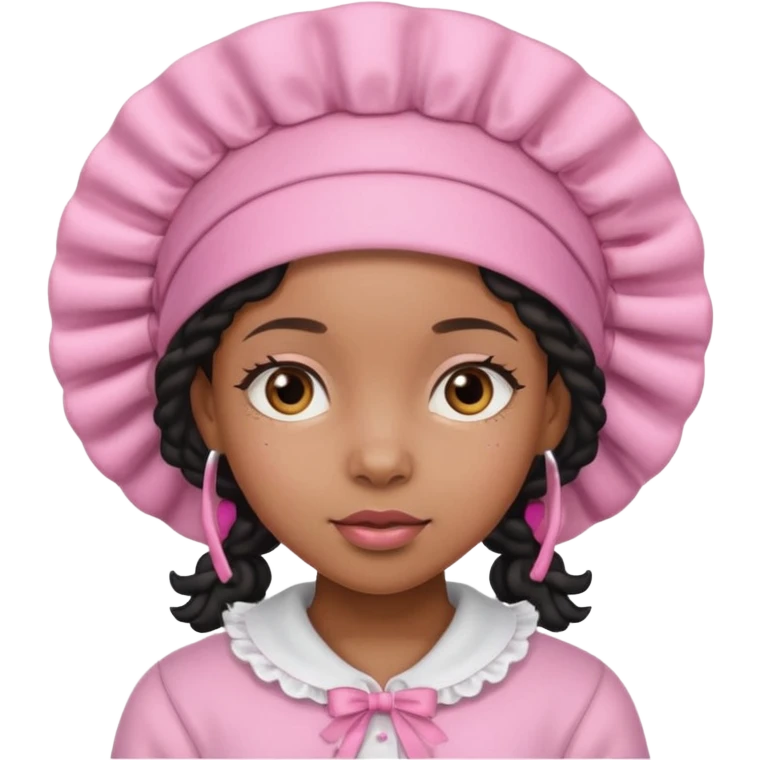 black girl with a pink bonnet emoji