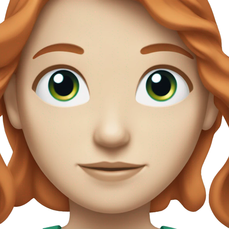 White girl, red hair, green eyes, holding hands with white boy, blue eyes.  emoji