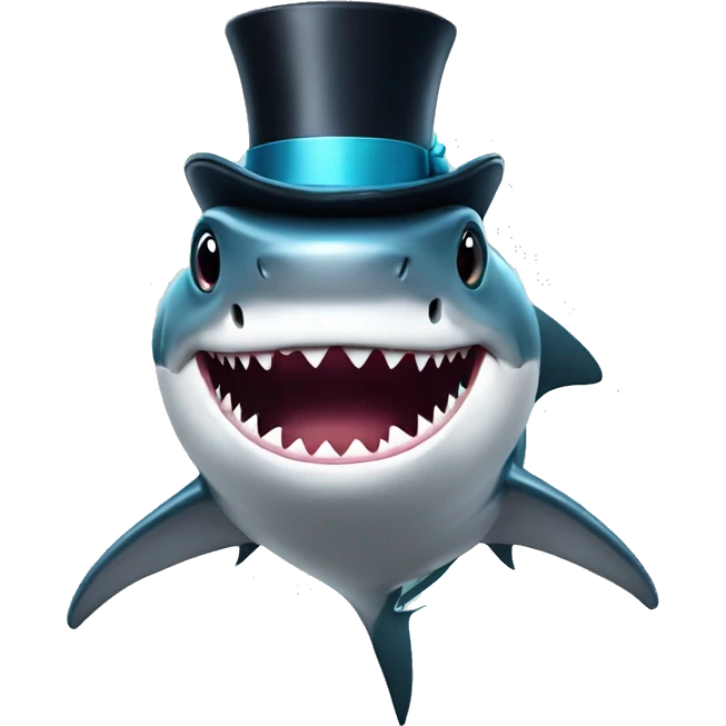 Shark with a top hat emoji