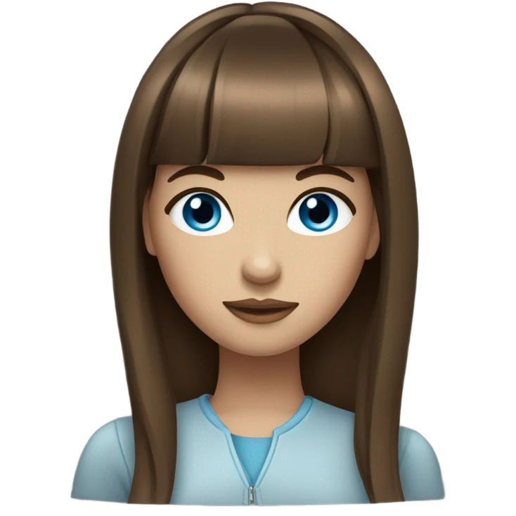 stylish girl with blue eyes and brown hair with bangs emoji